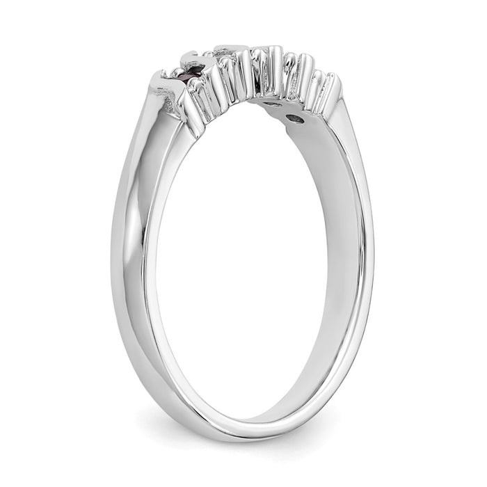 Buy Stylish 14K White Gold Diamond & Ruby Full Band Ring - 1/10 Carat Diamonds-6