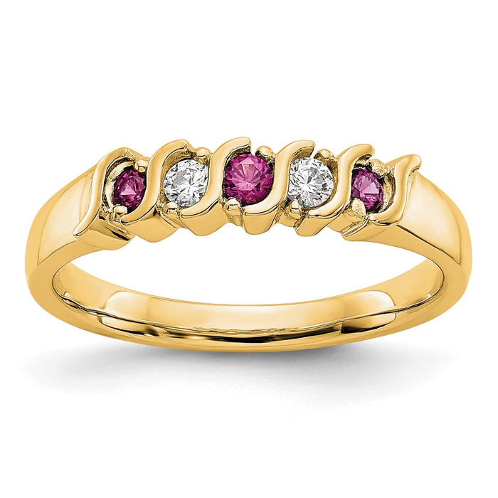 Exclusive 14K Yellow Gold Diamond & Ruby Eternity Band - 1/10 Carat Luxury-1