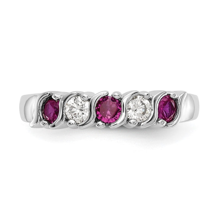 Exclusive 14K White Gold Eternity Band with 1/5 Carat Diamond & Ruby - Stylish Value-4