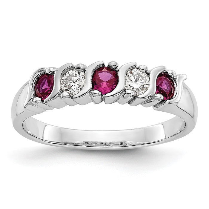 Exclusive 14K White Gold Eternity Band with 1/5 Carat Diamond & Ruby - Stylish Value-1