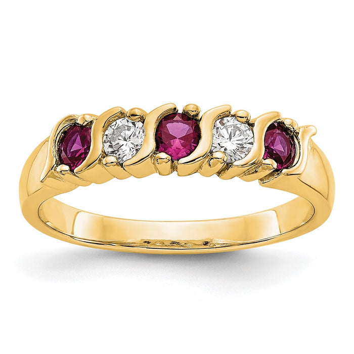 Shop Exclusive 14K Gold Eternity Band with 1/5 Carat Diamonds & Rubies - Stylish Value-1