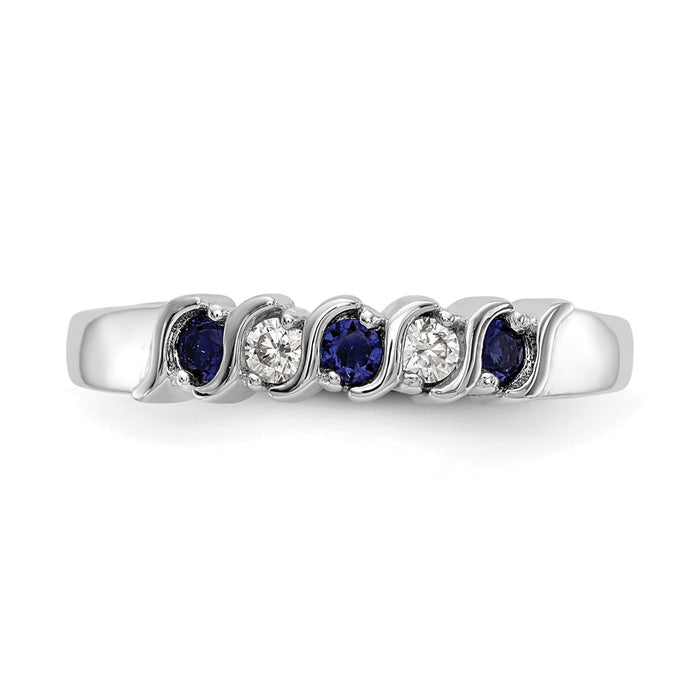Buy 14K White Gold Diamond & Blue Sapphire Eternity Band - Stylish 1/10 Carat-4