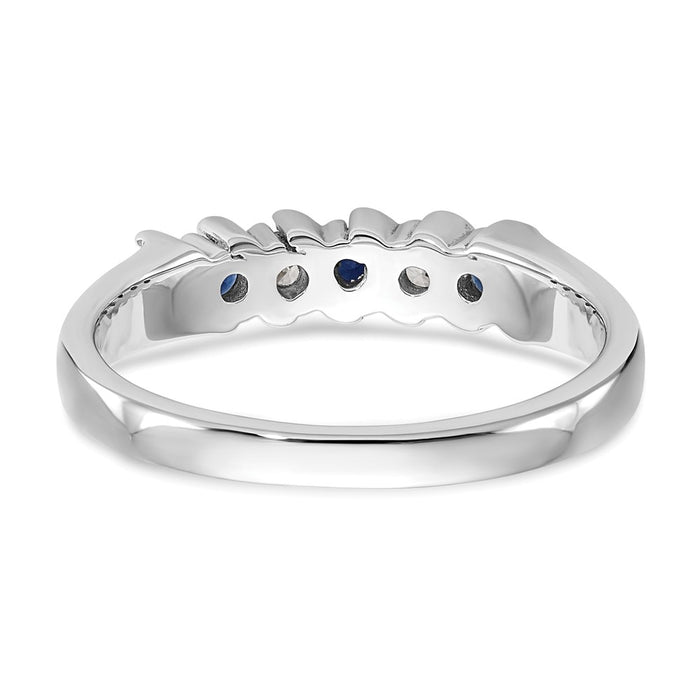 Buy 14K White Gold Diamond & Blue Sapphire Eternity Band - Stylish 1/10 Carat-5