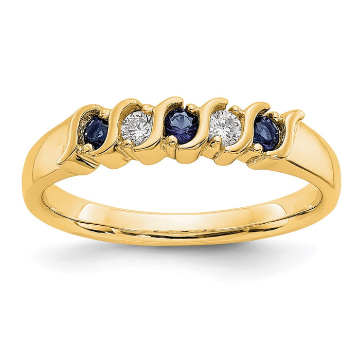 Buy Exclusive 14K Yellow Gold Eternity Band with 1/10 Carat Diamonds & Sapphires-1