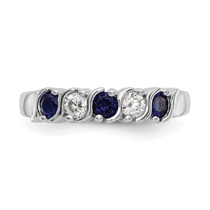Buy Stylish 14K White Gold Eternity Band with 1/5 Carat Diamonds & Sapphires-4