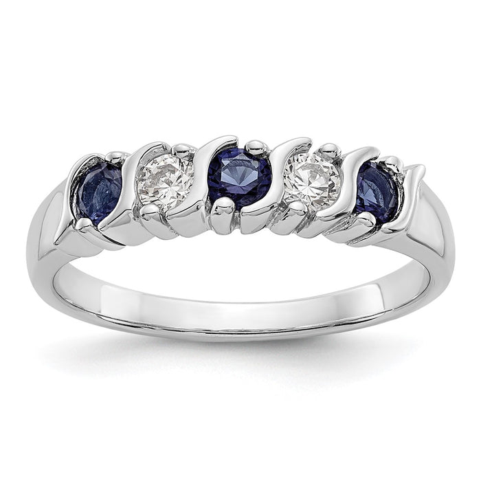 Buy Stylish 14K White Gold Eternity Band with 1/5 Carat Diamonds & Sapphires-1