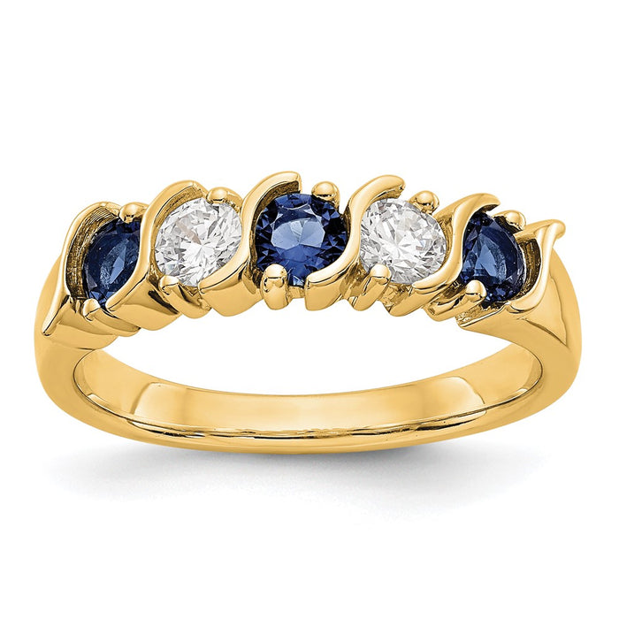 High-Quality 14K Gold Eternity Band | 1/3 Carat Diamond & Blue Sapphire Value-1