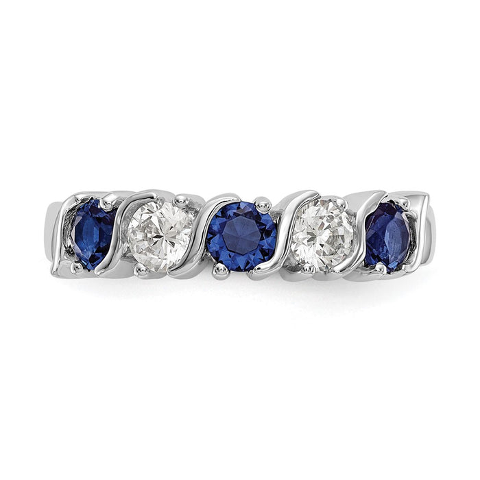 Exclusive 14K White Gold Eternity Band - 3/8 Carat Diamond & Blue Sapphire Value-4
