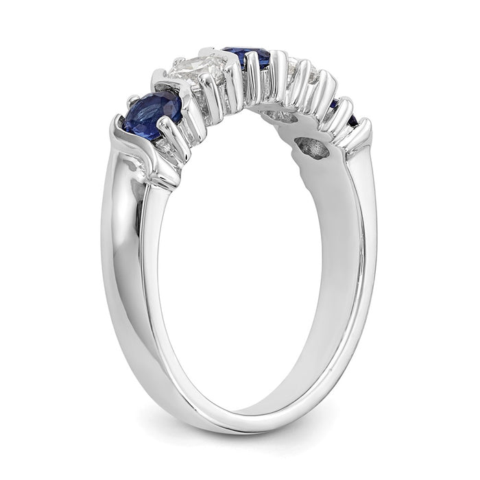 Exclusive 14K White Gold Eternity Band - 3/8 Carat Diamond & Blue Sapphire Value-6