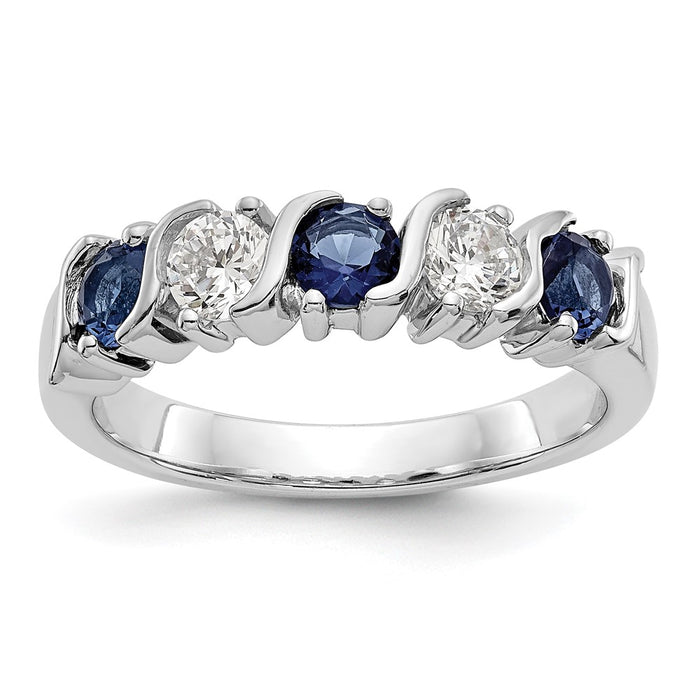 Exclusive 14K White Gold Eternity Band - 3/8 Carat Diamond & Blue Sapphire Value-1