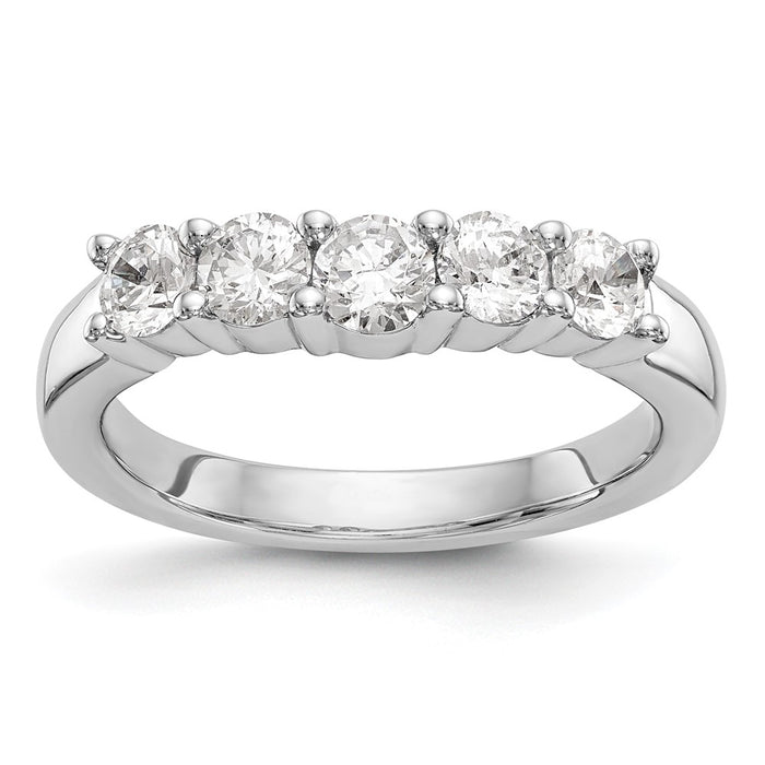Buy Stylish 14K White Gold 5-Stone Round Diamond Band, 7/8 Carat Value-1