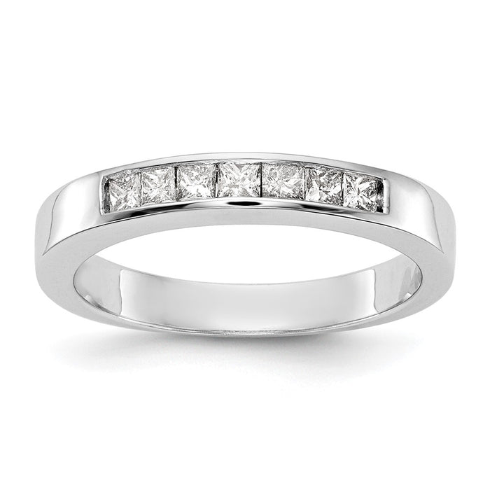 Exclusive 14K White Gold 7-Stone Princess Diamond Band - 1/3 Carat, Stylish Value-1