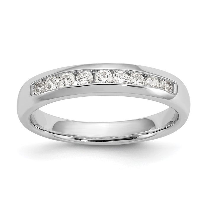 Exclusive 14K White Gold Diamond Band - 1/3 Carat, Stylish 9-Stone Design-1