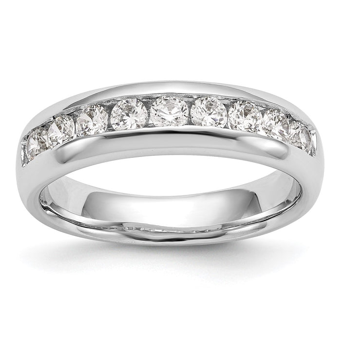 Exclusive 14K White Gold 1 Carat Round Diamond Band - Stylish 9-Stone Channel Set-1