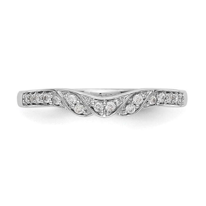 High-Quality 14K White Gold Contoured Wedding Band with 1/10 Carat Diamond Accent-4