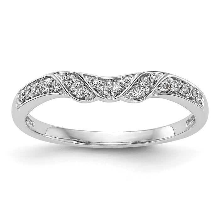 High-Quality 14K White Gold Contoured Wedding Band with 1/10 Carat Diamond Accent-1