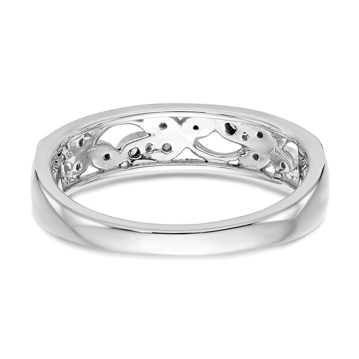 Exclusive 14K White Gold Leaf Wedding Band with 1/20 Carat Diamonds - Stylish Value-5