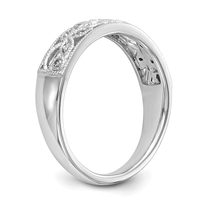 Exclusive 14K White Gold Leaf Wedding Band with 1/20 Carat Diamonds - Stylish Value-6