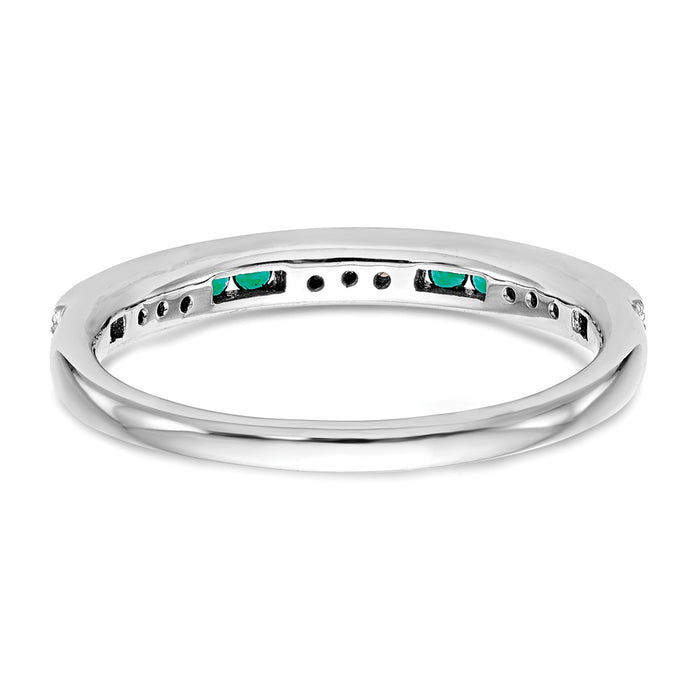 Buy Exclusive 14K White Gold Wedding Band with Diamonds & Emeralds - 1/20 Carat-5