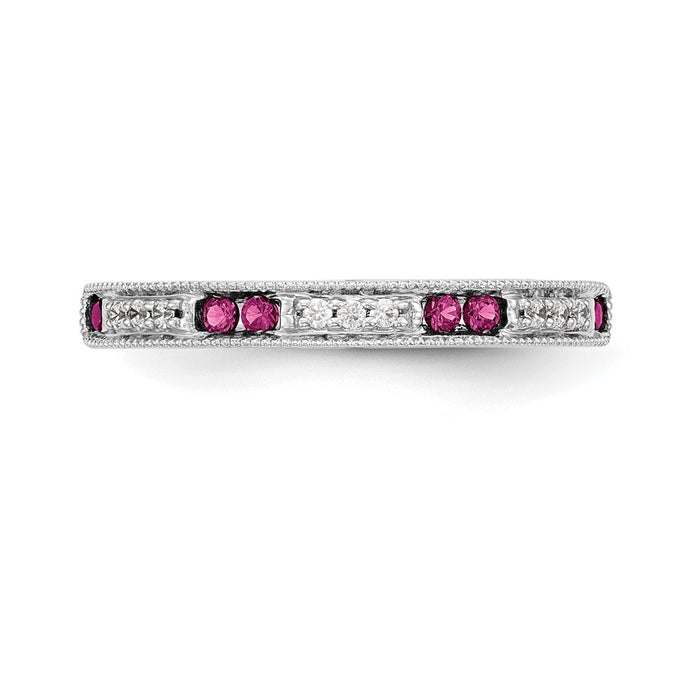 High-Quality 14K White Gold Diamond & Ruby Wedding Band - Stylish Value!-4