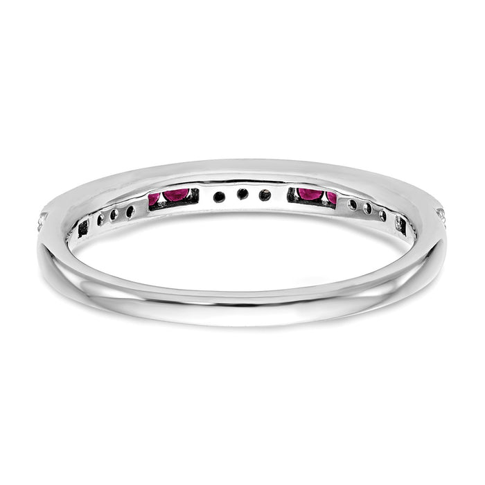 High-Quality 14K White Gold Diamond & Ruby Wedding Band - Stylish Value!-5