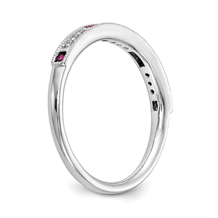 High-Quality 14K White Gold Diamond & Ruby Wedding Band - Stylish Value!-6