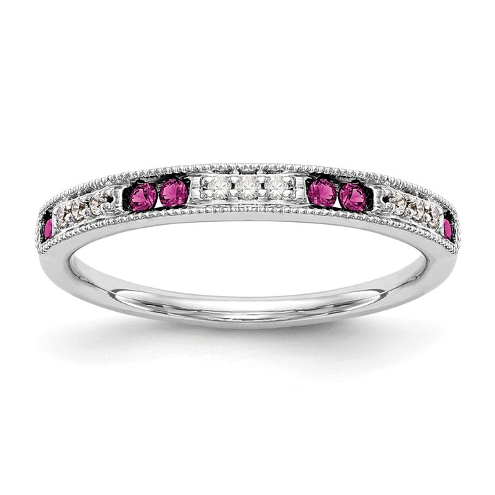 High-Quality 14K White Gold Diamond & Ruby Wedding Band - Stylish Value!-1