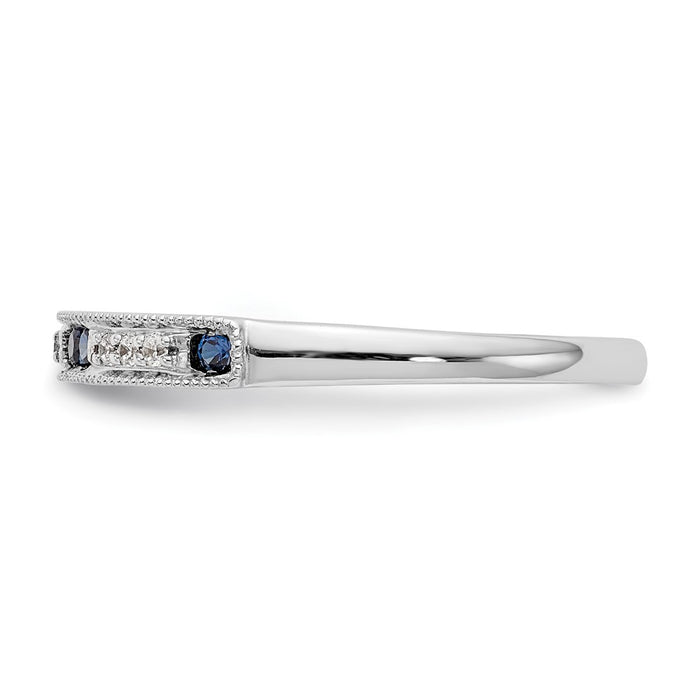 Buy Stylish 14K White Gold Wedding Band with Diamonds & Sapphires - 1/20 CT-3