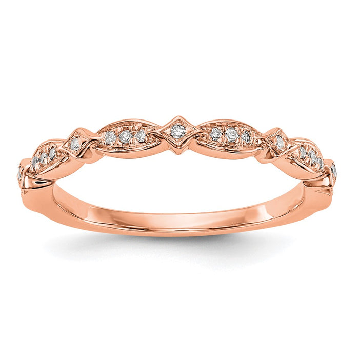 Exclusive 14K Rose Gold Wedding Band Set - 1/15 Carat Diamond, Stylish Value-1