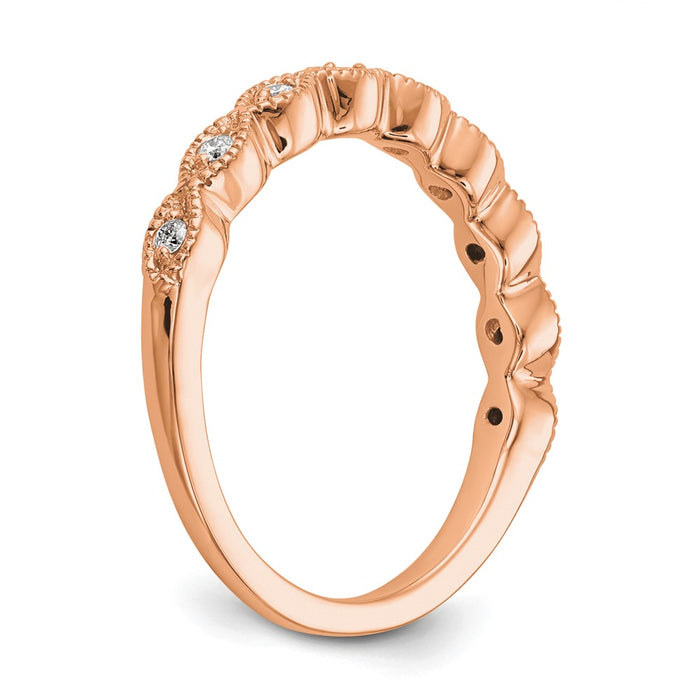 Buy Stylish 14K Rose Gold Wedding Band Set with 1/10 Carat Diamonds, Affordable!-7