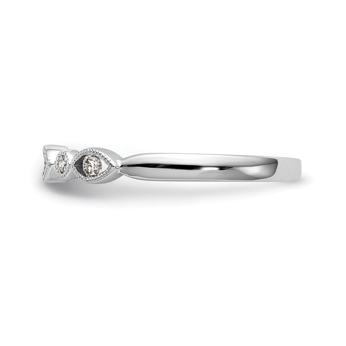 Buy Stylish 14K White Gold Twisted Wedding Band with 1/8 Carat Diamond Accent-3