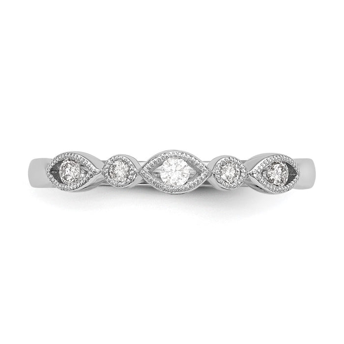 Buy Stylish 14K White Gold Twisted Wedding Band with 1/8 Carat Diamond Accent-4
