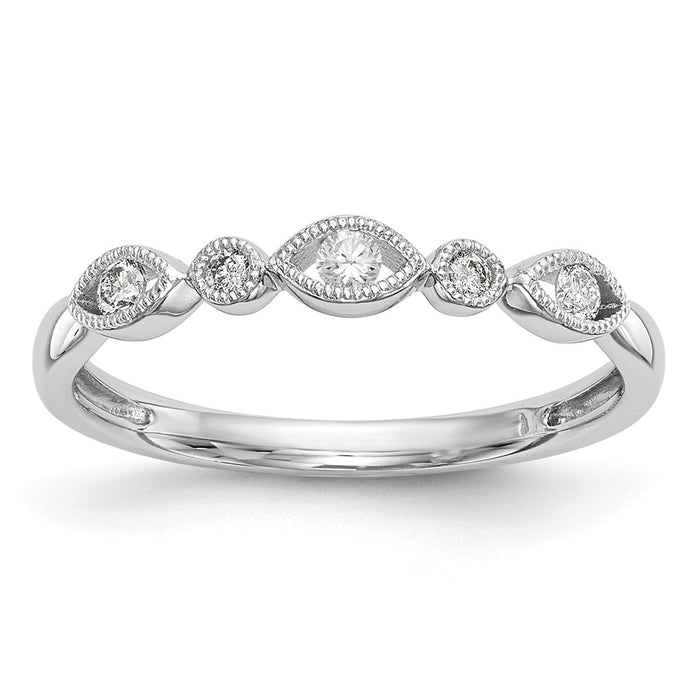Buy Stylish 14K White Gold Twisted Wedding Band with 1/8 Carat Diamond Accent-1