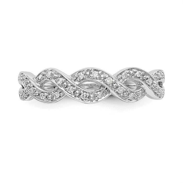 Buy Stylish 14K White Gold Twisted Design Diamond Band, 1/10 Carat Weight-4