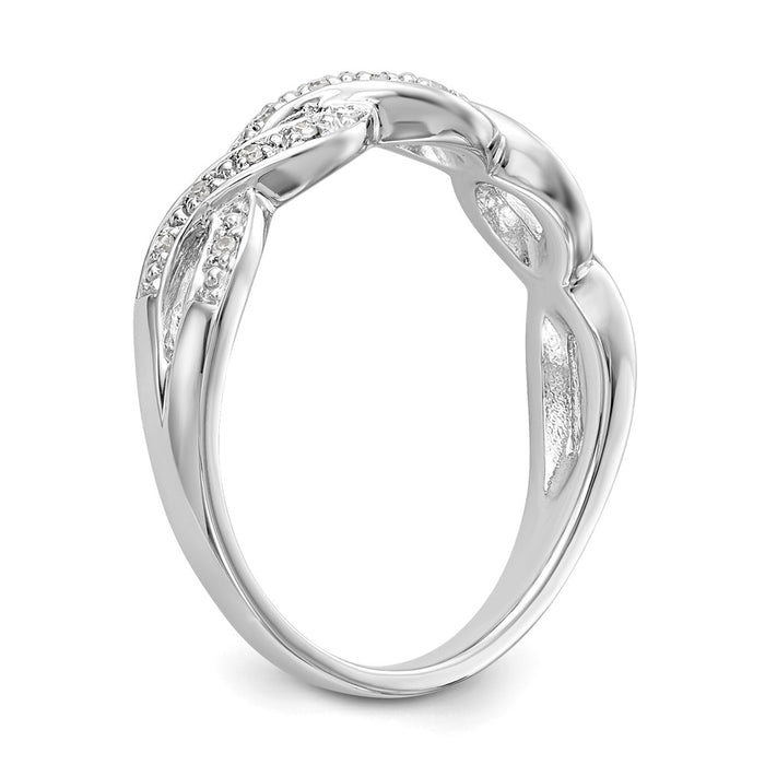 Buy Stylish 14K White Gold Twisted Design Diamond Band, 1/10 Carat Weight-6