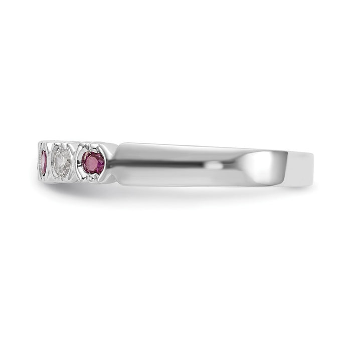 Exclusive 14K White Gold Ruby & Diamond Full Band Ring - 1/10 Carat Luxury-3