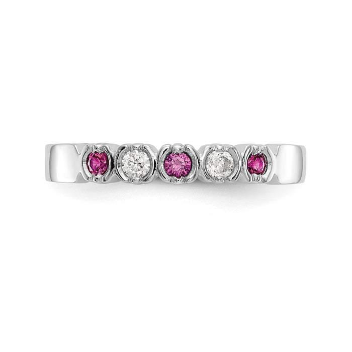 Exclusive 14K White Gold Ruby & Diamond Full Band Ring - 1/10 Carat Luxury-4
