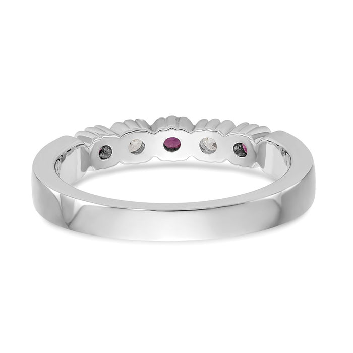 Exclusive 14K White Gold Ruby & Diamond Full Band Ring - 1/10 Carat Luxury-5