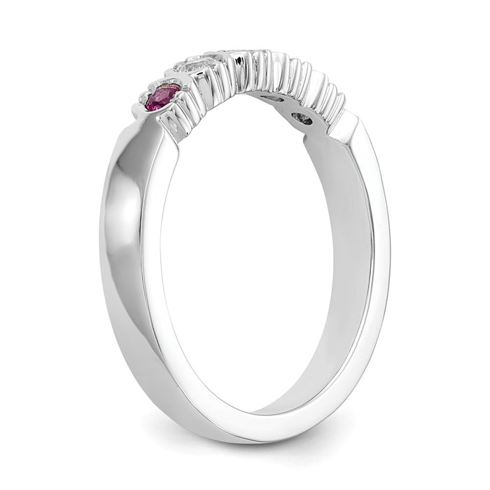Exclusive 14K White Gold Ruby & Diamond Full Band Ring - 1/10 Carat Luxury-6