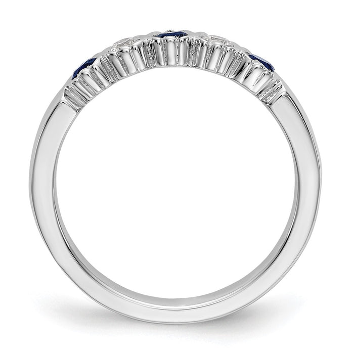 Buy Stylish 14K White Gold Diamond & Blue Sapphire Full Band, 1/10 Carat-2