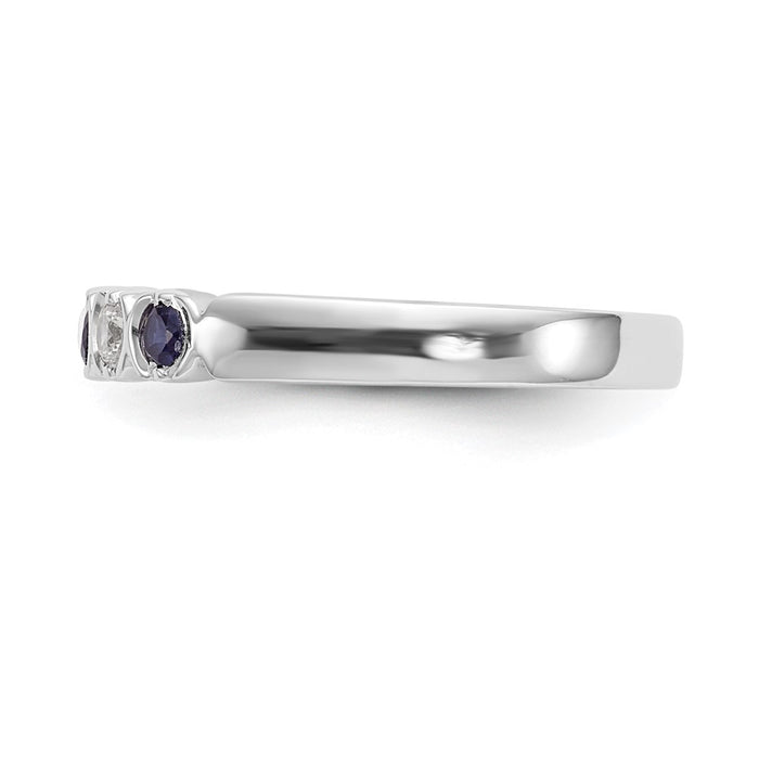 Buy Stylish 14K White Gold Diamond & Blue Sapphire Full Band, 1/10 Carat-3