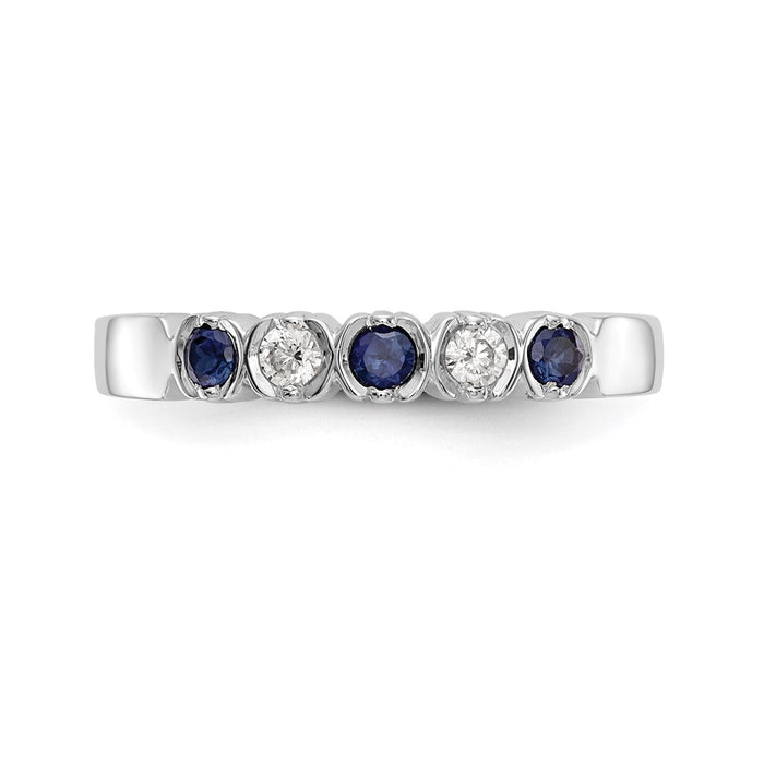 Buy Stylish 14K White Gold Diamond & Blue Sapphire Full Band, 1/10 Carat-4