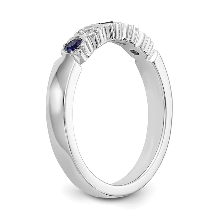 Buy Stylish 14K White Gold Diamond & Blue Sapphire Full Band, 1/10 Carat-6