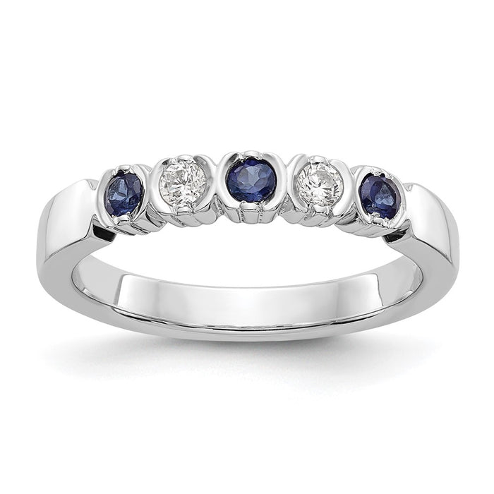 Buy Stylish 14K White Gold Diamond & Blue Sapphire Full Band, 1/10 Carat-1