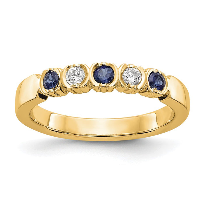 Buy Stylish 14K Yellow Gold Band with 1/10 Carat Diamonds & Sapphires-1