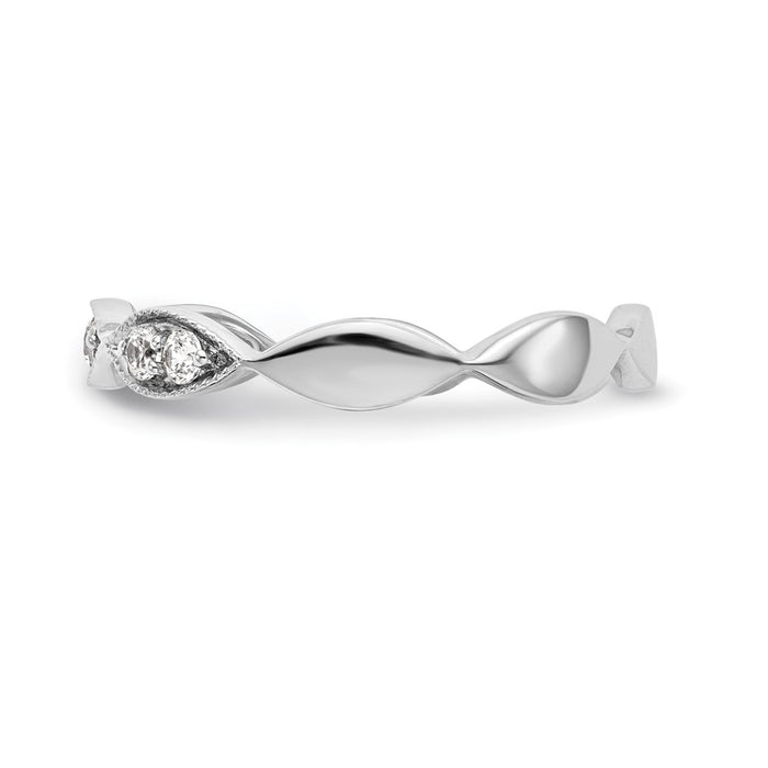 Exclusive 14K White Gold Twisted Diamond Wedding Band - 1/5 Carat, Stylish Value-3