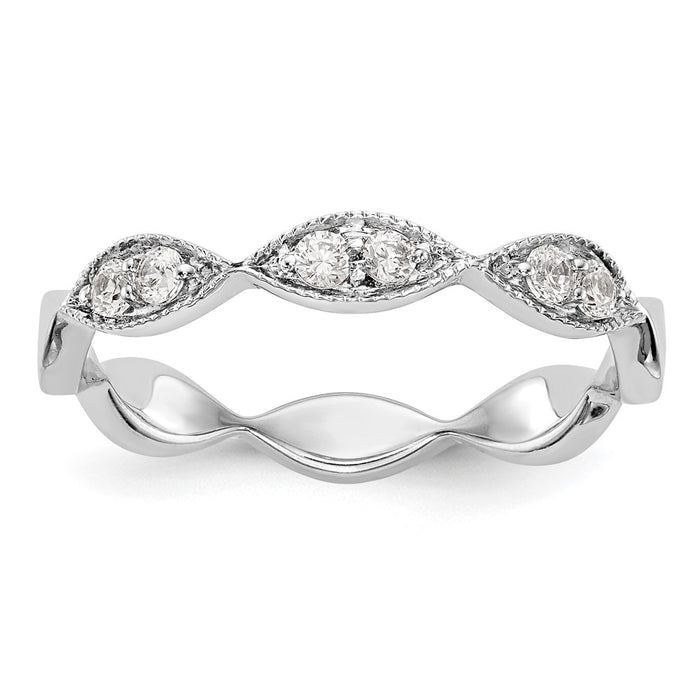 Exclusive 14K White Gold Twisted Diamond Wedding Band - 1/5 Carat, Stylish Value-1