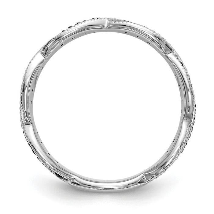 Buy 14K White Gold Twisted Band Ring - 1/3 Carat Black & White Diamonds, Stylish Value!-2