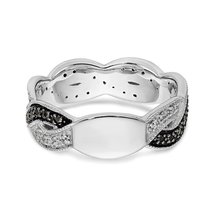 Buy 14K White Gold Twisted Band Ring - 1/3 Carat Black & White Diamonds, Stylish Value!-5