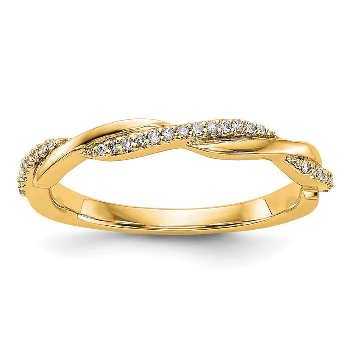Buy Stylish 14K Yellow Gold Twisted Design Diamond Band, 1/8 Carat Value-1